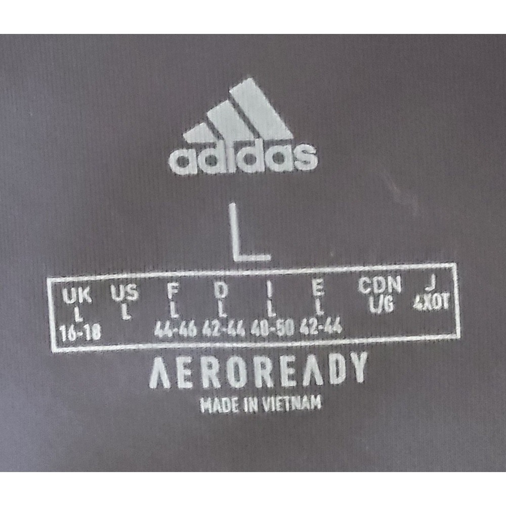 Adidas AeroReady Exercise Leggings Womens Sz Large Gray High Waist Logo Pockets - Picture 5 of 13